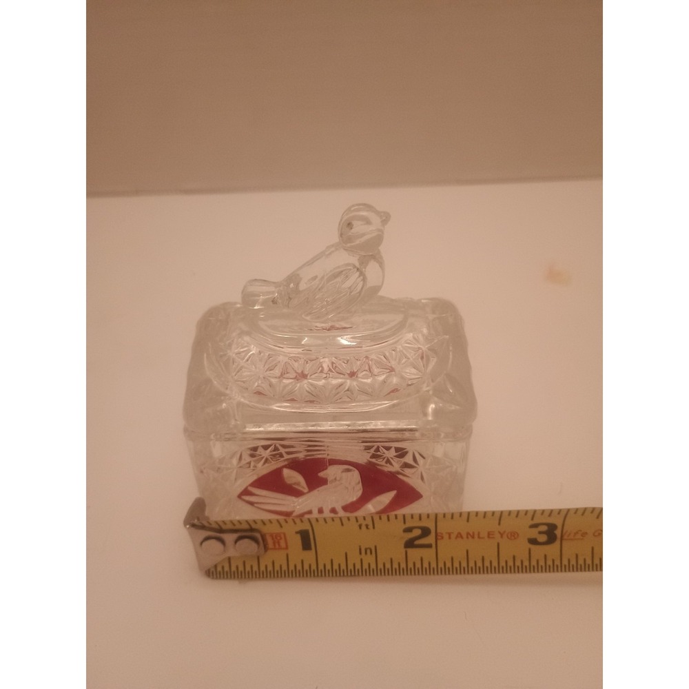Hofbauer Red Byrdes Birds ~ German Crystal ~ 2 1/4" Lidded Trinket box